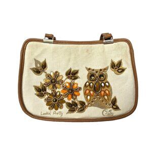 Vintage Enid Collins Of Texas Purse Lookin' Pretty Owl Jeweled Double Straps